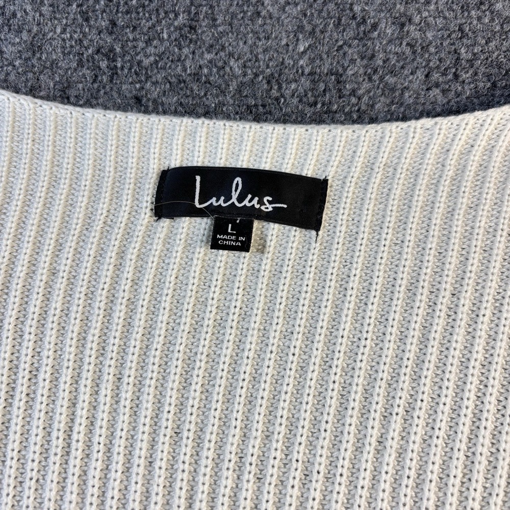 Lulus Sweater Women's Large White‎ V-neck Long Sleeve Knit Sweater - Picture 2 of 6